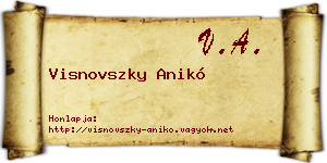 Visnovszky Anikó névjegykártya